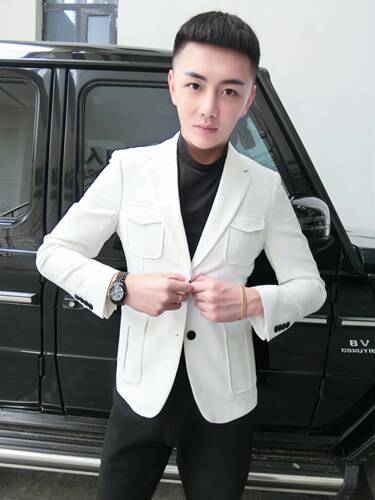 皇家男爵v欧洲站网红港风男士翻领高端西服外套两扣西装精神小伙 - 图1