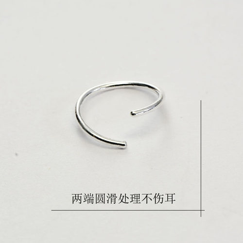 999纯银耳圈女手工制作粗鼻环男加粗唇环实心圈养耳扩耳防过敏堵 - 图2