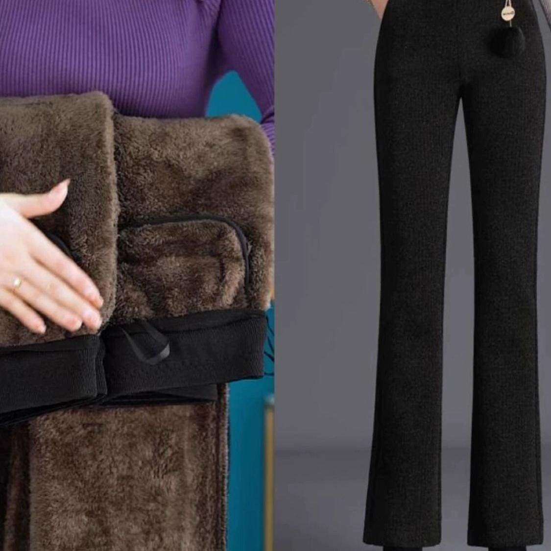 加绒裤子女士中年妈妈微喇女裤冬季长毛绒加厚雪尼尔喇叭直筒裤潮,淘宝优惠券,粉丝福利购,淘宝优惠卷