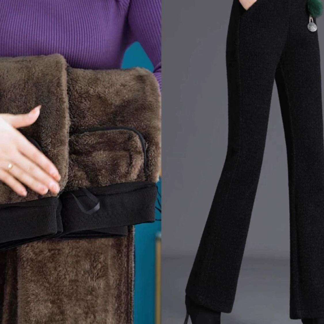 加绒裤子女士中年妈妈微喇女裤冬季长毛绒加厚雪尼尔喇叭直筒裤潮,淘宝优惠券,粉丝福利购,淘宝优惠卷