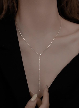 时尚潮酷金属风项链长链条流苏颈链女高级设计感