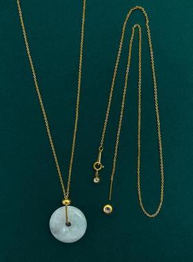 穿平安扣万能项链18k金镀金不掉色挂绳平安扣夹扣扣头配件专用链