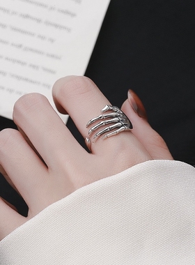 个性小众暗黑风戒指男女潮流ins时尚钛钢食指尾指环