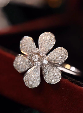 S925纯银满钻太阳花戒指百搭