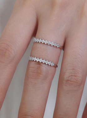 S925纯银三环叠戴钻石对戒现货