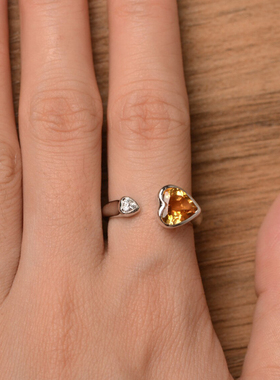 S925纯银柠檬彩宝可调订婚戒指