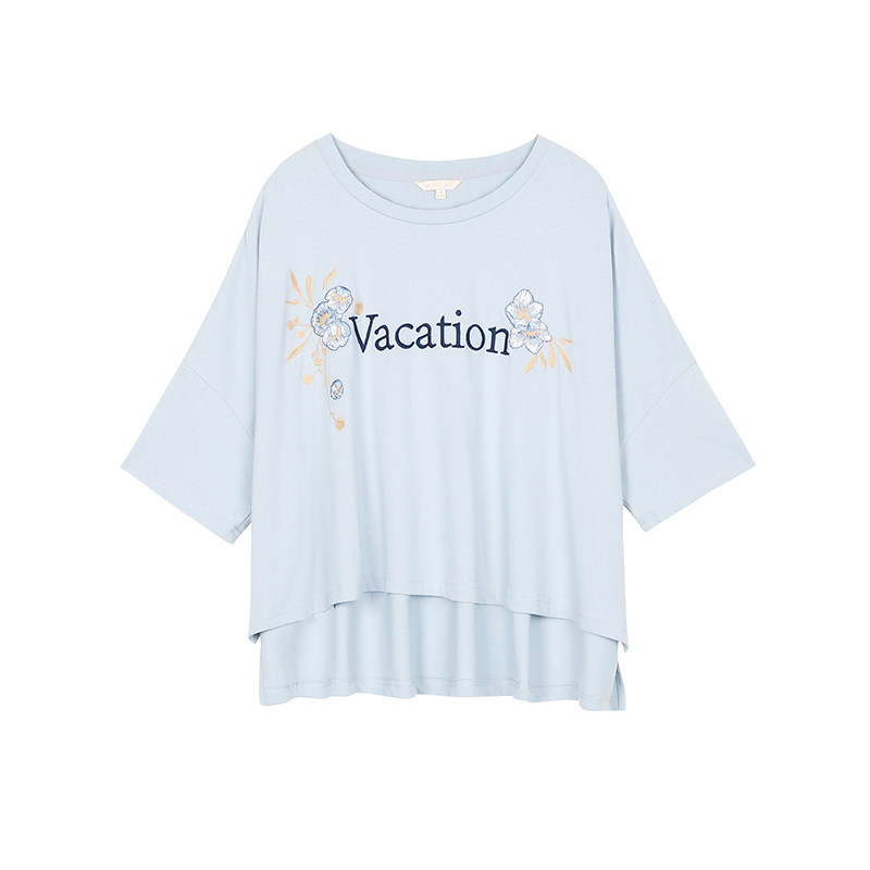 阿依莲夏季新款百搭宽松短袖t恤 阿依莲女装折扣店毛针织衫