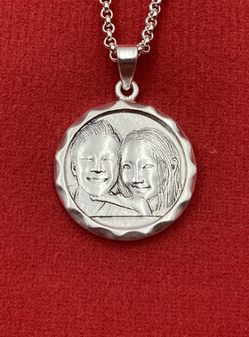 DIY男女925纯银照片浮雕项链定制