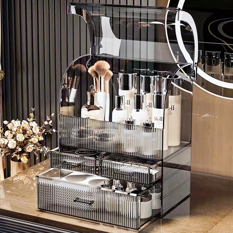化妆品收纳盒桌面防尘高级感梳妆台护肤品口红亚克力大容量置物架,淘宝优惠券,粉丝福利购,淘宝优惠卷