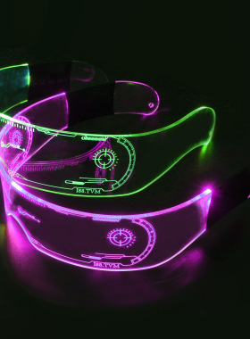 赛博朋克科技LED发光眼镜电音乐节感眼镜酒吧年会KTV蹦迪派对