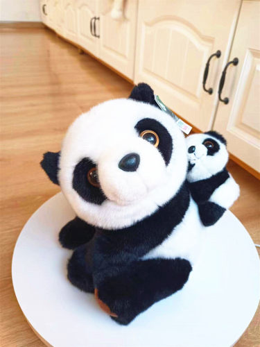 正版pandaway熊猫带路毛绒玩具仿真基地母子熊猫公仔儿童生日礼物 - 图2