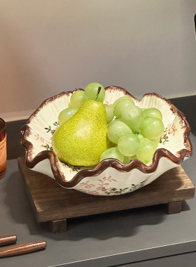田园风繁花陶瓷水果盘高档家用