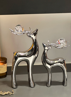 高级招财鹿摆件客厅酒柜玄关家居