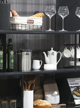 样板间展厅厨房橱柜软装饰品搭配储物罐咖啡杯组合套装