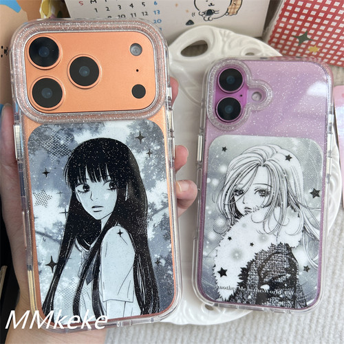 MMkeke日漫暗黑NANA大崎娜娜小松奈奈矢黑沼爽子双层手机壳动漫适用苹果17promax保护套iPhone16pm黑白15/14 - 图0