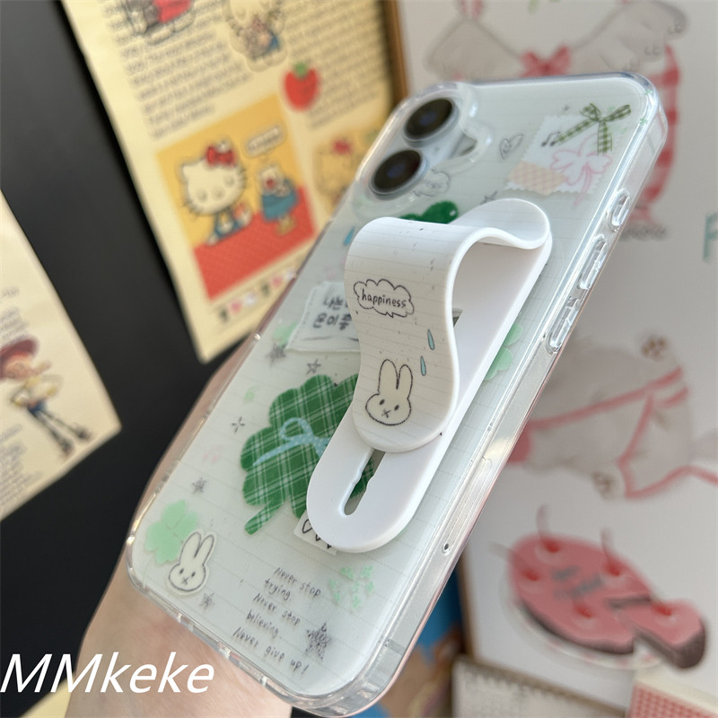 MMkeke韩系ins手账风古早感四叶草小兔子创可贴支架适用iPhone17promax双层IMD手机壳16pro苹果15pm保护套14,淘宝优惠券,粉丝福利购,淘宝优惠卷