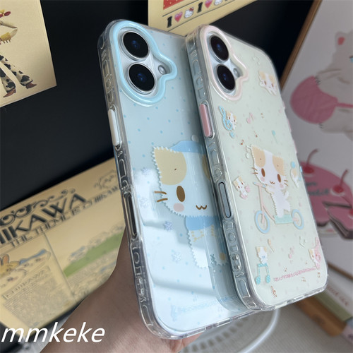 MMKEKE萌物棉花糖猫猫音符猫咪适用iphone17promax双层手机壳苹果16pro可爱14奶呼呼15PM治愈少女日系甜妹13 - 图2
