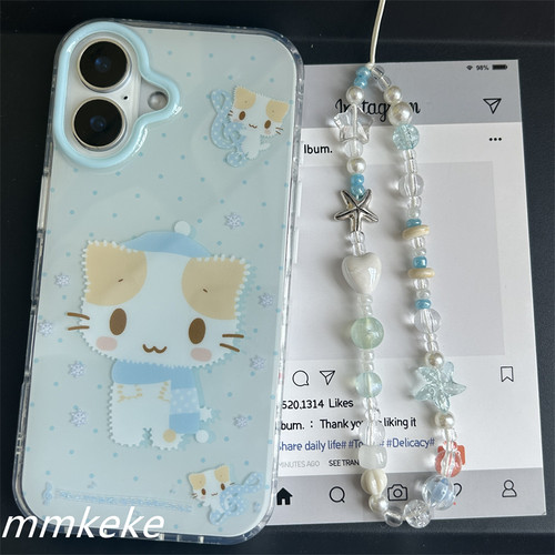 MMKEKE萌物棉花糖猫猫音符猫咪适用iphone17promax双层手机壳苹果16pro可爱14奶呼呼15PM治愈少女日系甜妹13 - 图1