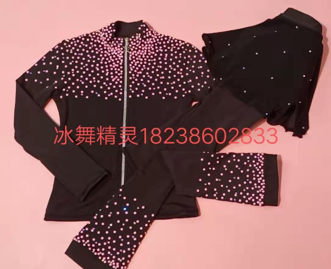 冰舞精灵 定制花样滑冰服装 花样滑冰训练服 儿童成人套装D262 - 图0