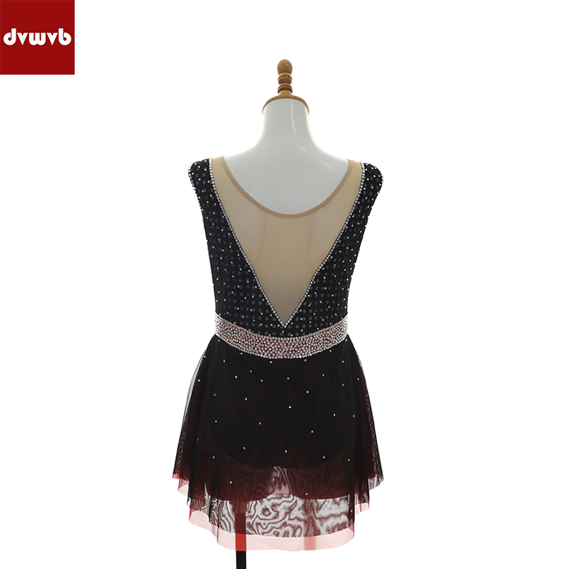 定制花样滑冰表演服定制女童轮滑溜冰裙儿童成人比赛考级服BE06 - 图3