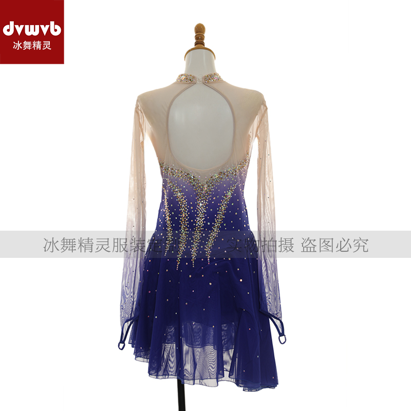 定制花样滑冰服 花样滑冰表演服花样轮滑表演服 儿童成人女X041 - 图3
