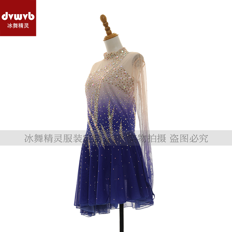 定制花样滑冰服 花样滑冰表演服花样轮滑表演服 儿童成人女X041 - 图0