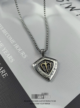 欧美风复古金色三叉戟个性项链