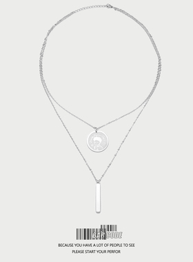 双层钛钢吊坠情侣卫衣链