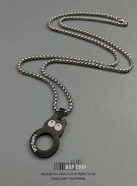 BAR CODE 幸运黑色猫咪项链女ins风简约小众个性创意吊坠毛衣链男