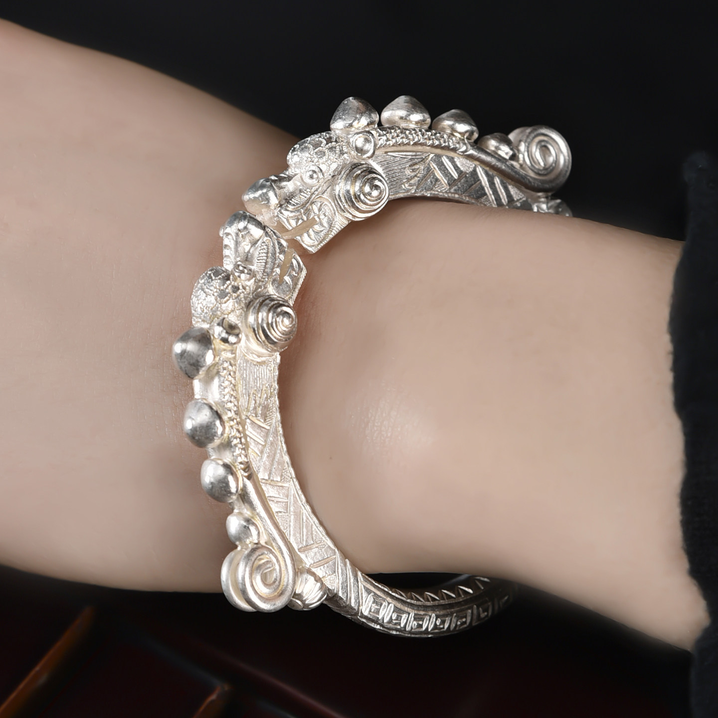 古风手镯女纯银中国风999纯银手镯中性男女活口时尚个性潮龙头,淘宝优惠券,粉丝福利购,淘宝优惠卷