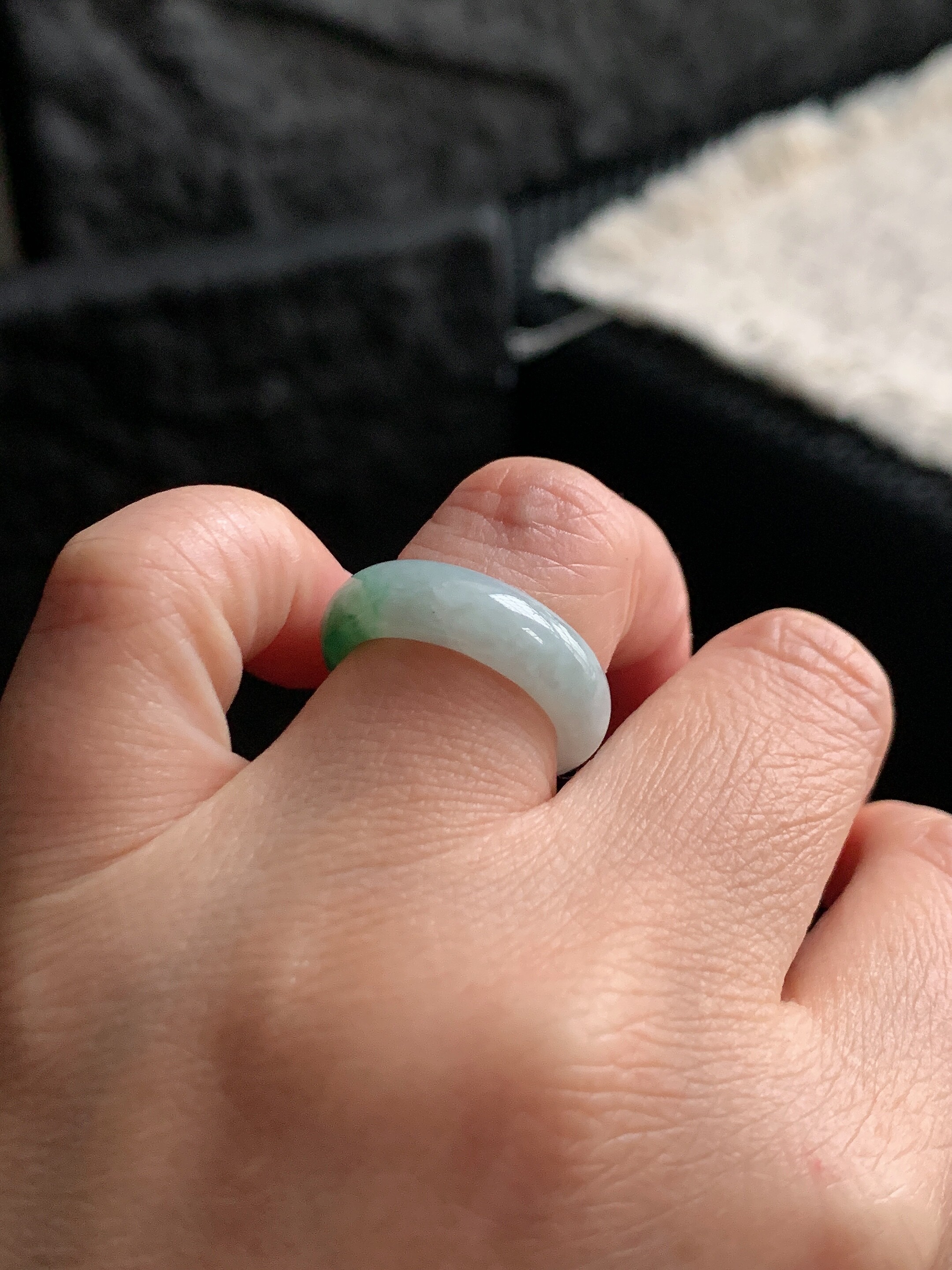 Jade ring ring ring ring 9/10 circle Y497 natural a goods jade round ring plain ring Burmese material jade ring