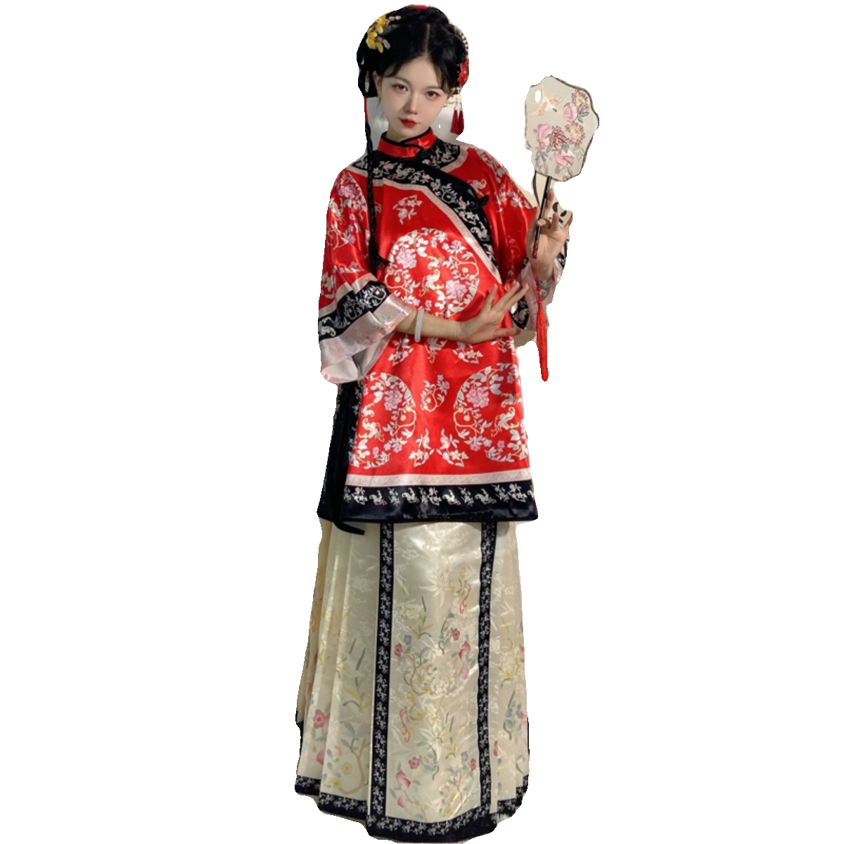 原创格格旗装清楚服装晚清汉女复原圆领民族服装印花马面秋冬新款,淘宝优惠券,粉丝福利购,淘宝优惠卷