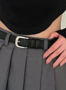 皮带女款2025新款简约百搭时尚女士细腰带配牛仔裤黑色裤腰带配裙