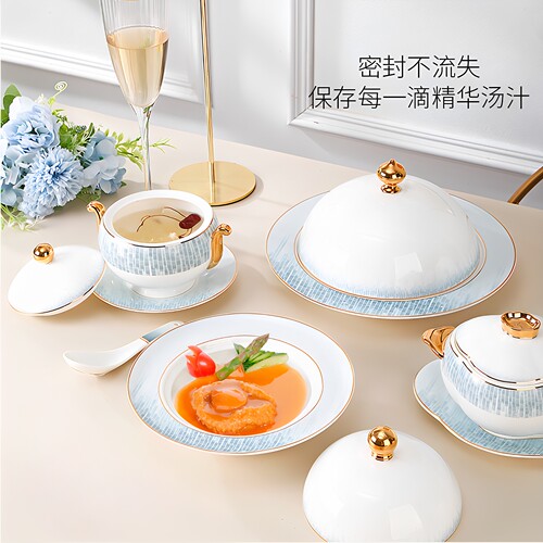 炖盅隔水炖骨瓷蒸汤盅煲燕窝糖水蒸蛋碗蜡烛加热酒店海参一位翅盅 - 图3