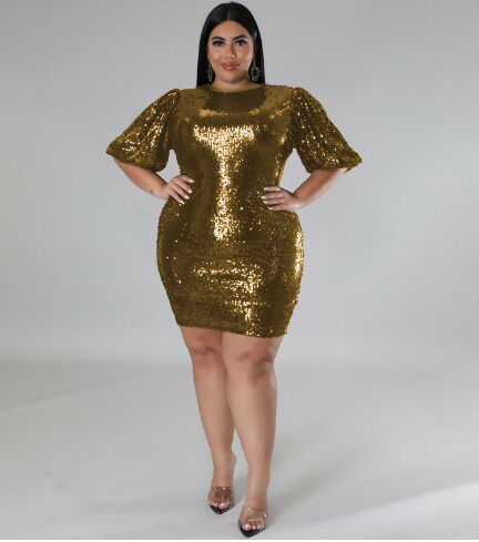 Plus size Party Dress Women Sequin Mesh Wedding Evening 3xl - 图1