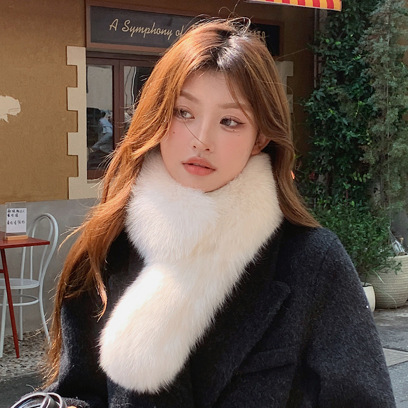 狐狸毛围巾真毛皮草围巾女整皮秋冬长款保暖加厚毛毛围脖毛领子 - 图0