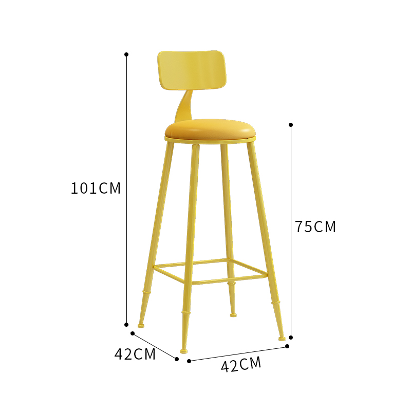 北欧吧台椅现代简约铁艺家用靠背高脚椅子网红服装奶茶店拍照凳子-图3