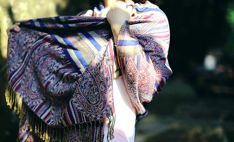 印度手工披肩围巾女秋冬季保暖大丝巾防寒防紫外雪纺民族风马海毛,淘宝优惠券,粉丝福利购,淘宝优惠卷