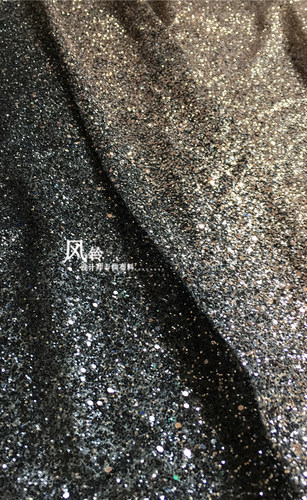 港风亮闪闪满版黑金/黑银烫金烫点亮片 名媛礼服面料设计绣品布料 - 图0