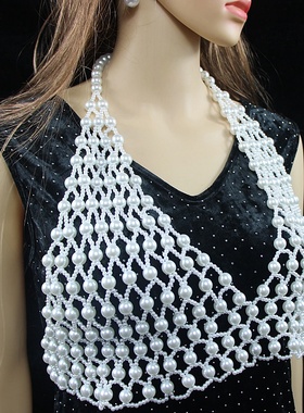 仿珍珠项链女挂脖吊带文胸身体链