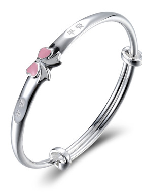 儿童纯银手镯999足银蝴蝶结