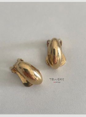 K家大牌 极简金色水滴耳夹 有标 予美人vintage