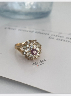 予美人vintage紫红宝石雪花戒指