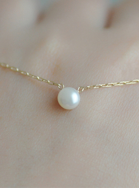 天然珍珠锁骨项链女包金注金韩国
