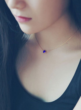 天然青金石项链吊坠女14k包金