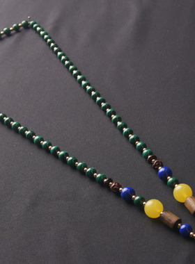 天然孔雀石蜜蜡翡翠挂绳佛牌链子