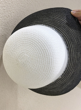 韩系水钻拼色圆顶小沿夏遮阳草帽