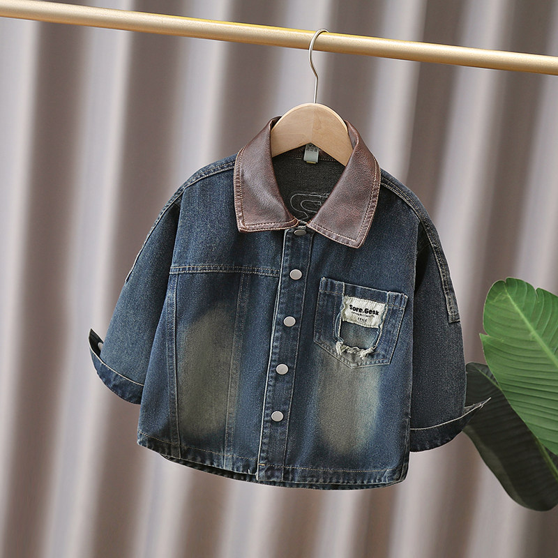 男童牛仔衬衫春秋款2025新款儿童潮衣痞帅炸街洋气韩版男孩衬衣,淘宝优惠券,粉丝福利购,淘宝优惠卷