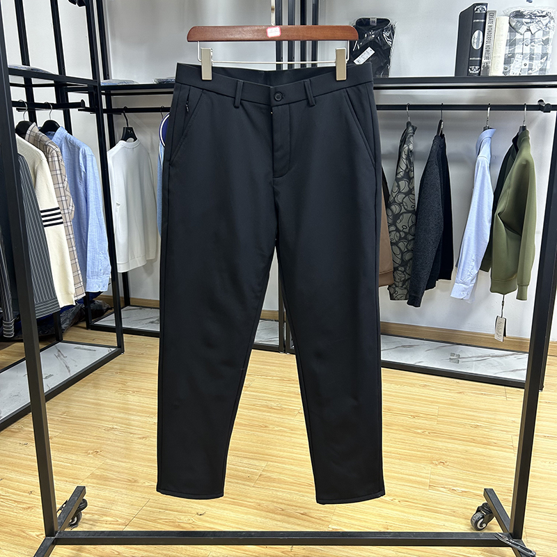 90鹅绒，加厚不臃肿保暖商务休闲外穿羽绒裤秋冬防风修身直筒长裤 - 图1