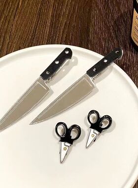 女侧边刘海碎发鸭嘴夹会发光的灯泡头饰发卡趣味创意仿真小刀发夹